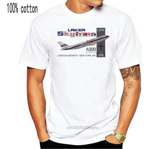 2019 New Fashion Brand T Shirt Fashion Retro Flight - Laker Airbus A300 London - New York Design t shirt making Tee shirts