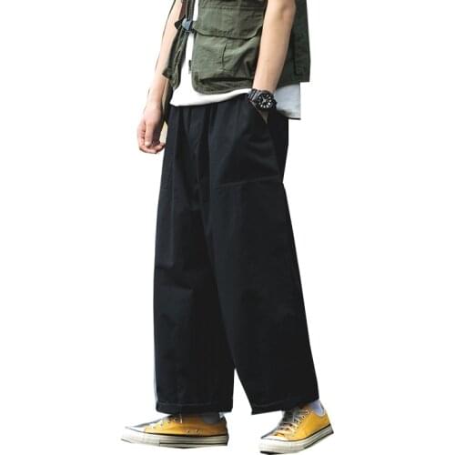 New Fashion Mens Japanese Straight Pants Loose Wide Leg Hip Hop Cargo Pants 2021