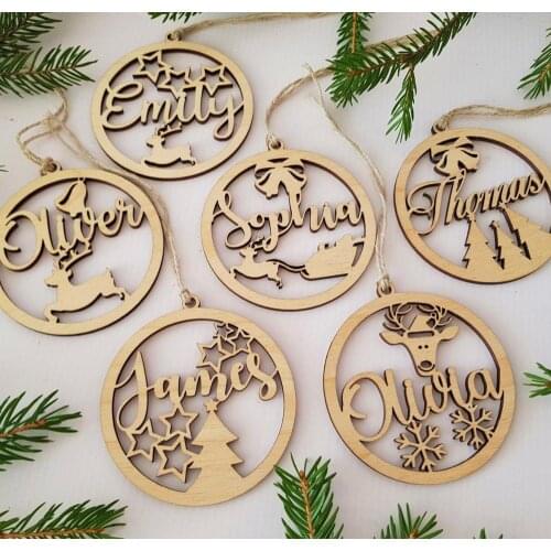 Personalized Christmas Tree Decorations, Custom Wooden Ornaments for Christmas, Hanging Tree Decoration with Your Name