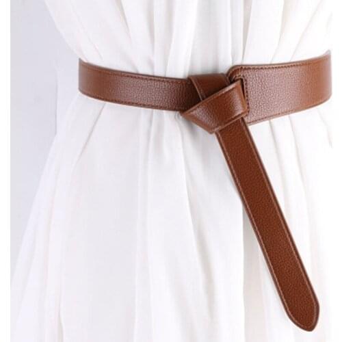 Leisure Belts Ladies Wedding Dress Waistbands New Women Wide Corset Leather Belt Female Tie Obi Waistband Thin Black Brown Bow