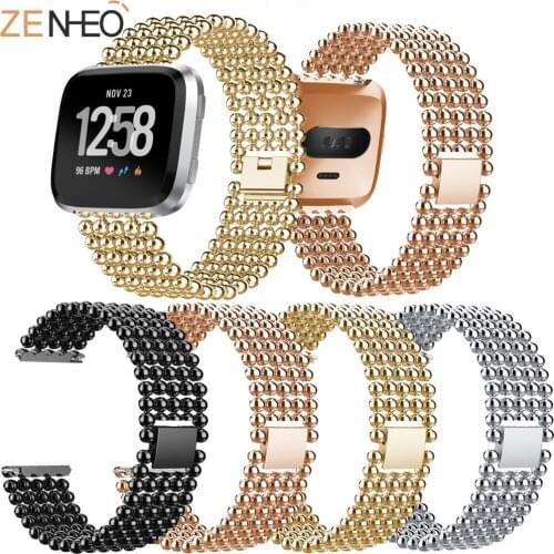 High quality Genuine Elegant Luxury Stainless Steel Strap Metal buckle Replacement For Fitbit Versa upgrade Wrist band bracelet