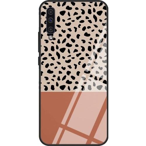 Cheetah Abstract Spot Pattern Beige Case For Samsung A72 A71 A51 A31 A40 A50 A70 A20e A21S A12 A32 A52 Tempered Glass Cover