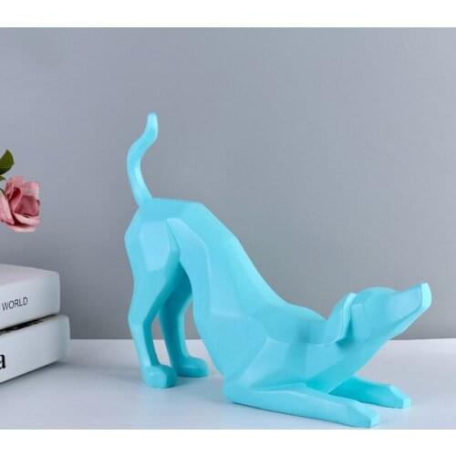 Modern Geometric Puppy Resin Ornament Accessories Home Livingroom Desktop Figurines Decoration Bookcase Cabinet Sculpture Crafts