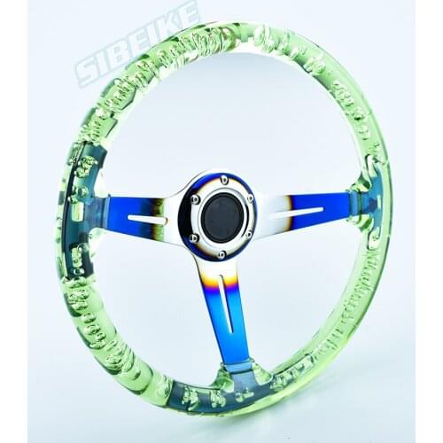 Sports Burnt Steering Wheel 14 inch/350mm Racing Acrylic Alloy Transparent Ordinary Refits Replacement
