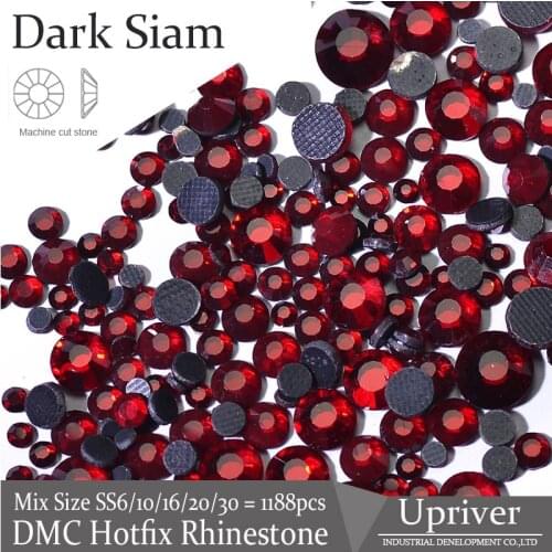 Upriver Dark Siam All Sizes DMC Hotfix Rhinestones DIY Loose Design Glitter Strass