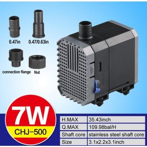 Aquarium Quiet Submersible Water Pump Powerhead 7w Circulation Water Pump 500L/H Adjustable Flow Pond Fish Tank 220v