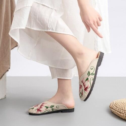 YourSeason Ladies Summer Slippers 2021 2021 Handmade Outside Embroider Flat With National Style Concise Female Slides Shoes