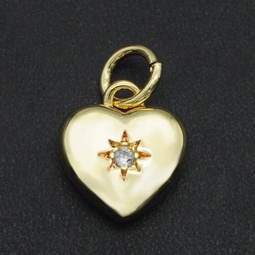 11x10mm 100% CZ Zircon DIY Jewelry Heart Charm Pendant Wholesale Jewellwery Finding Supplies Fashion Jewellery Pendants