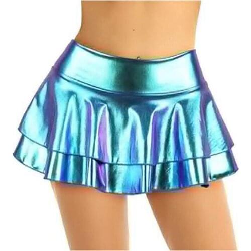 Sexy Summer Skirts for Women Low Waist Dancing Ladies Skirts Laser Color Mini Skirt Plus Size Cosplay Costumes Sexy Clubwear