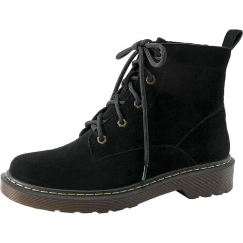 Martin Boots Female 2019 New Autumn And Winter British Wind Flat Bottom Strap Boots Wild Students Large Size Womens Boots