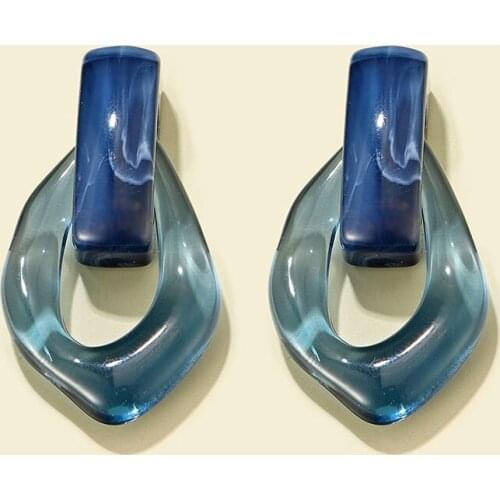 Ladies S925 Silver Needle Transparent Earrings New Color Stitching Resin Earrings Fashion Trend Master Jewelry Accessories