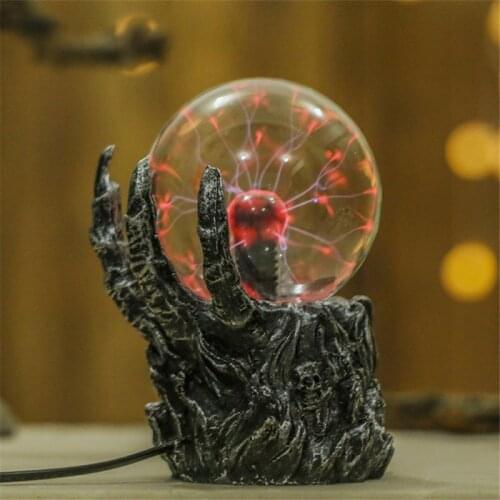1PC Halloween Skull Hand Touch Ball Electronic Induction Ion Gothic Skull Claw Electricity Plasma Ball Luminous Toys Gifts