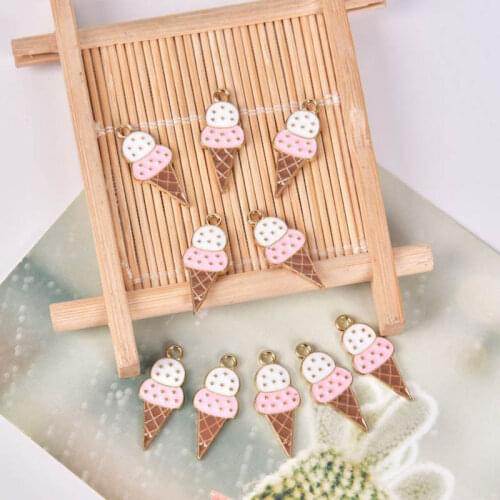 10pcs Enamel Ice Cream Charm For Jewelry Making And Crafting Fashion Earring Charm Zinc Alloy Pendant