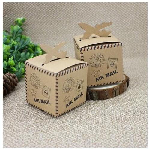 100pcs/lot European Vintage Airplane Candy Box Bridal Wedding Candy Packaging Box Candy Boxes wedding gifts for guests