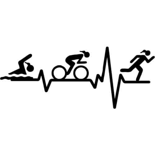 14.7*5.9CM HEART BEAT LINE Triathlon Swim Girl Runner Bicycle Decor Car Sticker Accessories Vinyl C12-0637