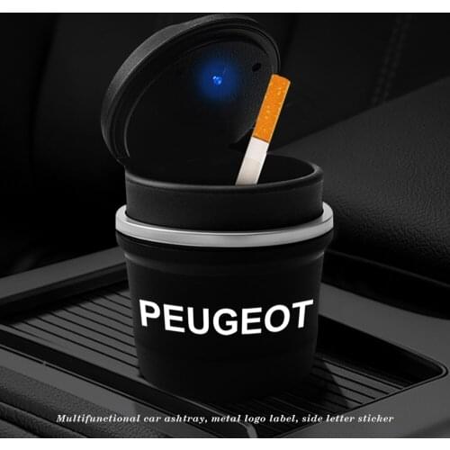 2PC Car LED Ashtray Garbage Coin Storage Cup Container Cigar Ash Tray Car Styling Universal Size for Peugeot 308 Auto Accessoris