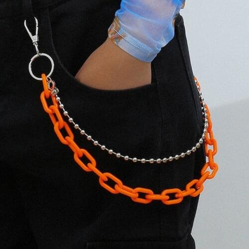 2 Layer Rock Punk Hook Hip-hop Pants Chain Waist Belt Acrylic Candy Color Metal Chain Belts For Women Trouser Accessories