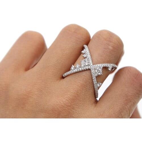 2020 Luxury Bling Jewelry Criss-cross X Shape Wedding Engagement Love Endless Beauty Twisting Wave Cubic Zircon Finger Ring Blac