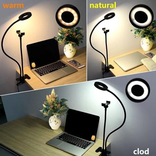 4 Inch mini Selfie Ring Light LED Desk Ring Light With Flexible Long Arm Phone Holder. Make up, Youtube Live Video