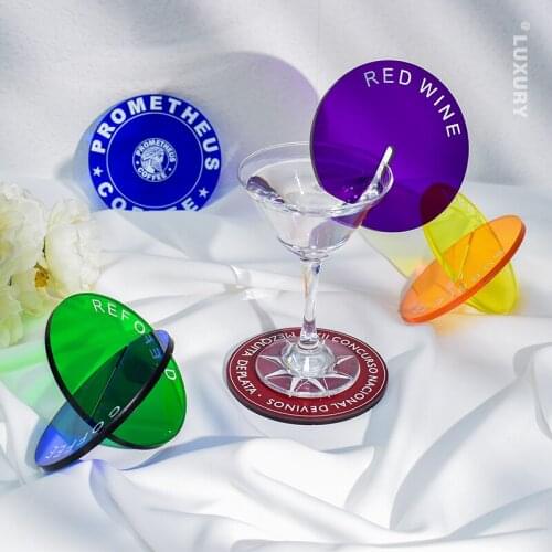 Acrylic Board Cut Round Cafe Insulation Coaster Ins Style Milk Tea Wine Coaster Home Decoration Decoration Custom