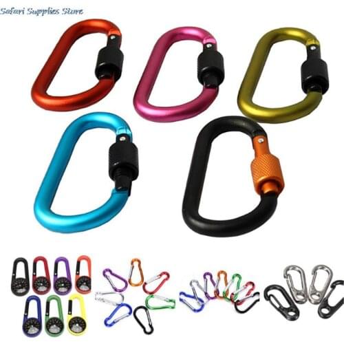 Climbing Button Carabiner Camping Hiking Hook Outdoor Sports Multi Colors Aluminium Alloy Safety Buckle Keychain