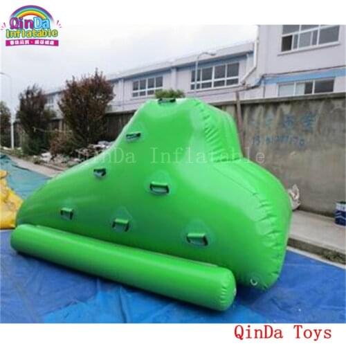 Free air pump small water iceberg for climbing,green color inflatable climbing island on water