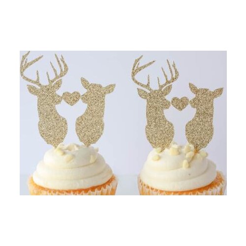 Glitter Deer Antler Rustic Cupcake Toppers princess birthday wedding party/Bridal shower/Baby Shower/Birthday food picks