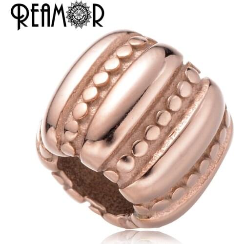 REAMOR 5pcs 316l Stainless Steel King Crown European Spacer Charm Beads For Pan Style Bracelet Jewelry Making DIY Accessories