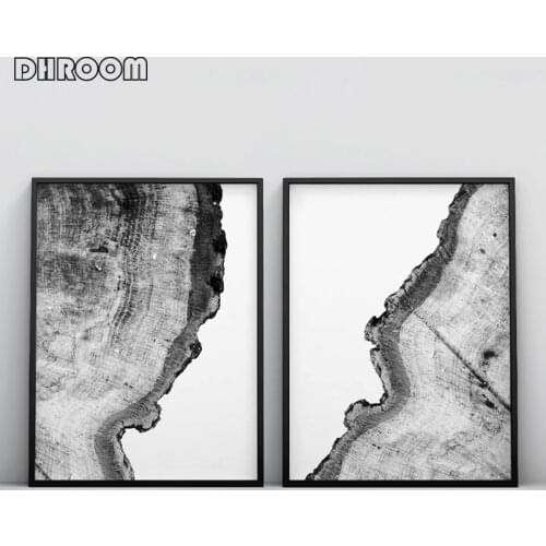 DHROOM Tree Rings Posters and Prints Black White Wood Canvas Prints Wall Art Picture Nordic Home Decor Decoration Painting