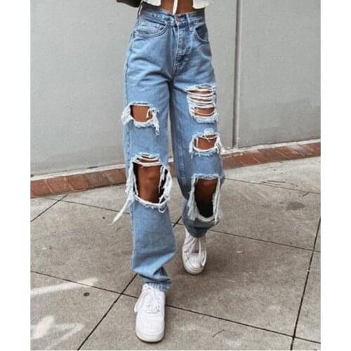 Streetwear Wash Jeans Women ripped 2021 New High Waist Trendy Straight Tube Wide Leg Skeleton Denim Pants mom jeans high waist