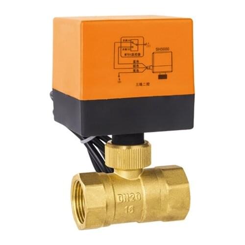 DN20 G 3/4" AC220V Electric Actuator Cold Hot Water Vapor Heat Gas 2 way Brass Motorized Stainless Ball Valve Hvac Valves