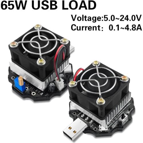 65W USB DC electronic Load resistor Discharge battery test capacity aging charger power bank adjustable current voltage