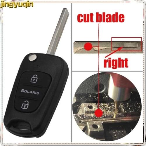 Jingyuqin Uncut/Cut Blade Flip Folding 3 Buttons Remote Car Key Case Key Shell Fob Replacement For Hyundai Solaris