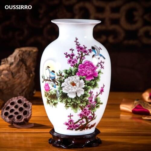 OUSSIRRO Jingdezhen Ceramic Vases Pottery Decoration Living Room Flower Arrangement Modern Home Simple TV Cabinet Ceramic Gift