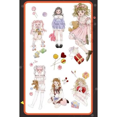 Cute Candy Girl Washi Tapes Bullet Journal Masking Tape Adhesive Tape DIY Scrapbooking Washi Stickers