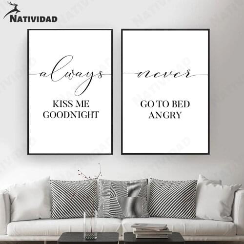 Pray Always Kiss Me Goodnight Print Canvas Painting Bedroom Wall Art Decor Nursery Poem Quote Posters Teen Room Decoration