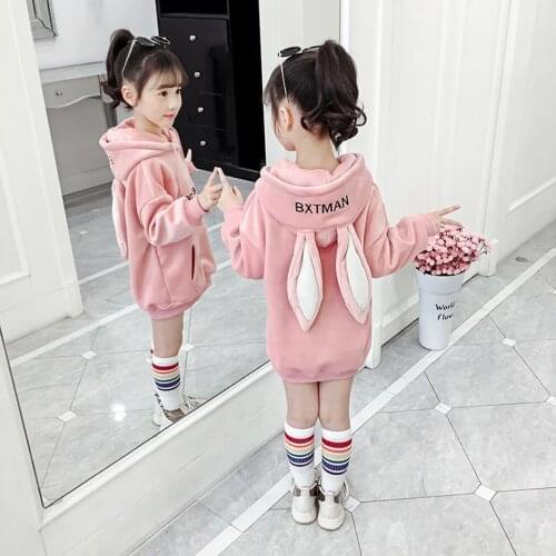 2019 New Fashion Children Girls Sweatshirts Winter Girls Clothes Cotton Soft Velvet Hoodies Cartoon Sports Clothes for Winter