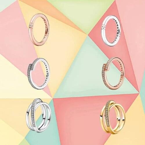 2021 New Early Autumn Series 925 Sterling Silver Signature Ring Micro-mark Heart-shaped Ring Girl Fashion Jewelry Gift