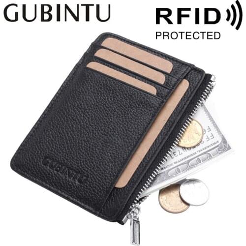 New Mens Genuine Leather Card Holder Coin Pouch ID Cards Thin Business Card Purse Bank Credit Card Holder Coin Bag Money Bag
