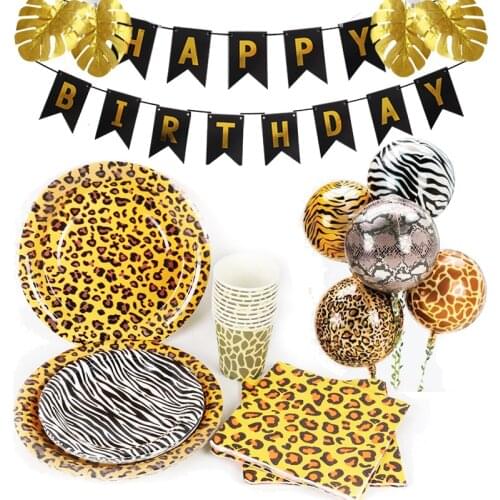 Party Supplies Animal Leopard Zebra Printed Disposable Tableware Set Birthday Party Decorations Adult Anniversaire Wedding Decor