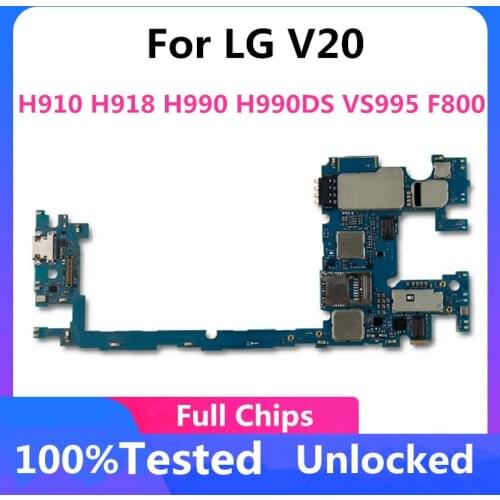 Original Unlocked For LG V20 H910 H918 H990 H990DS VS995 F800 Motherboard For LG V20 Main Logic Board Full Chips Android
