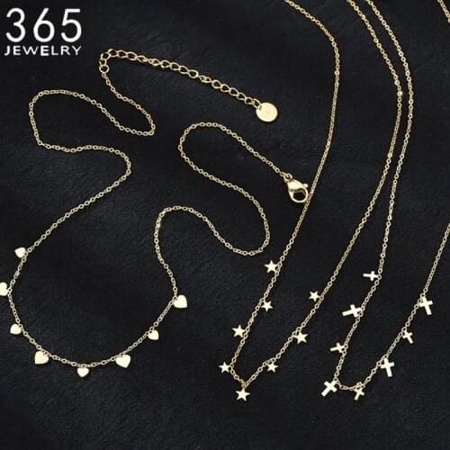 Necklaces New Styles Cross Starts Hearts Necklace Three Styles Jewelrys For Women Stainless Steel Charm Collars Free Shipping