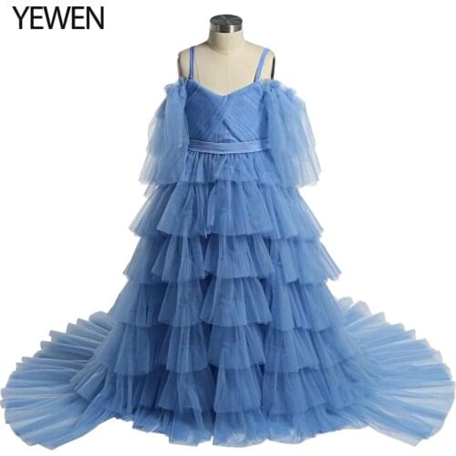 Little Flower Girls Dresses for Weddings Tiered Ruffles Baby Party Frocks Cute Children Photography Dress Outfit YEWEN