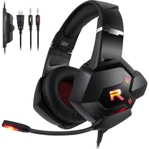 KINGSTAR Professional Gaming Headsets Heavy Bass Headphones with Microphones Gamer Wired Headphone for Computer Internet Cafes