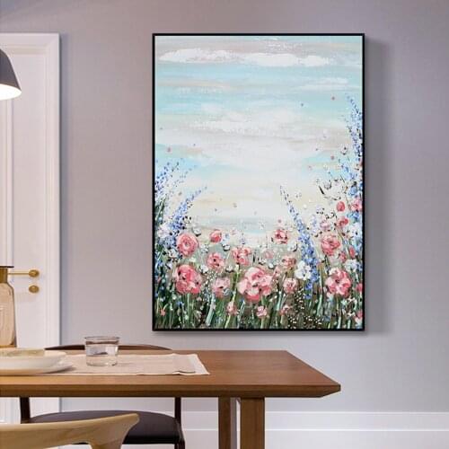 Modern Abstract Flower Oil Painting On Canvas Handmade Living Room Decoration Hand Painted Abstract Plant Canvas Paintings