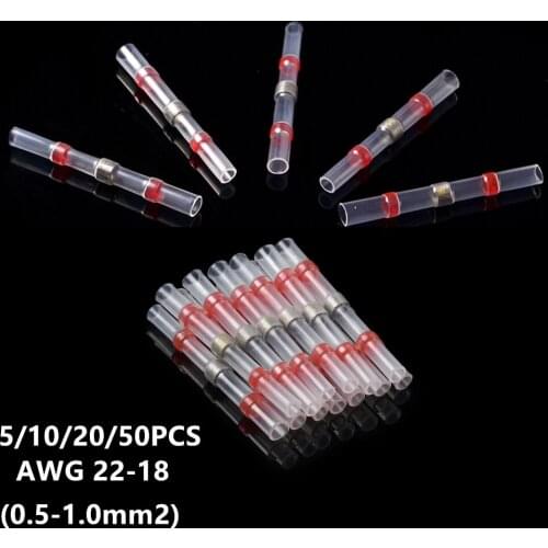 5/10/20/50PCS Heat Shrink Soldering Sleeve Insulated Waterproof Butt Wire Connectors Seal Electrical Wire Soldered Terminals