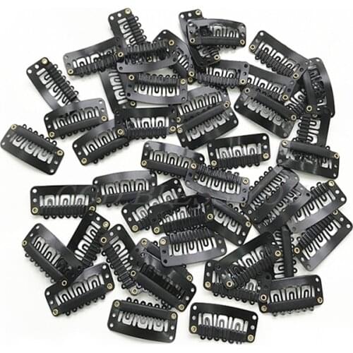 40Pcs/Lot U Shape Snap Clip For Hair Extension Wig Weft 32mm Ponytail Holder Beige/Brown/Black Drop Shipping