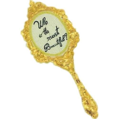 T shirt women patch sequins 340mm Retro mirrors deal with it biker patches for clothing Diy stickers t shirt mens free shipping