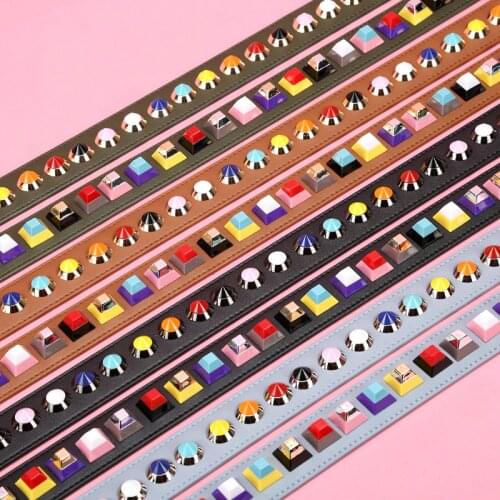 AL Cute Wide Shoulder Bag Strap Rivets Women Bag Accessory Bag Strap Ladies Long Strap for Crossbody Bags Flower Straps for Bags