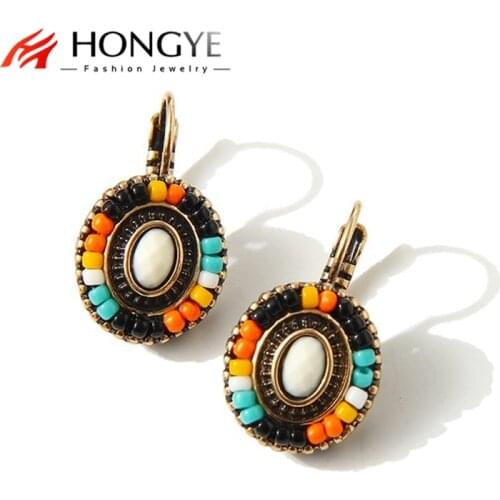 2020 New Bohemian Earrings For Women Wind Flower Earring Clip On Earrings ful Resin Beads Brincos Best Gift